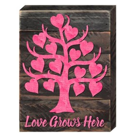 DESIGNOCRACY Love Grows Here Tree Art on Board Wall Decor 9873912